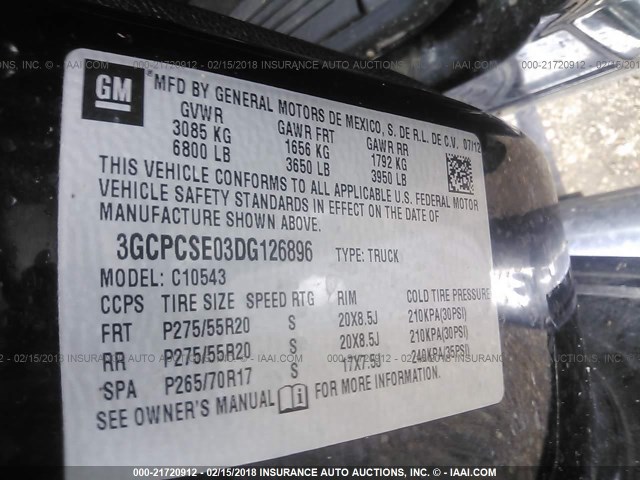 3GCPCSE03DG126896 - 2013 CHEVROLET SILVERADO C1500 LT Schwarz Foto 9