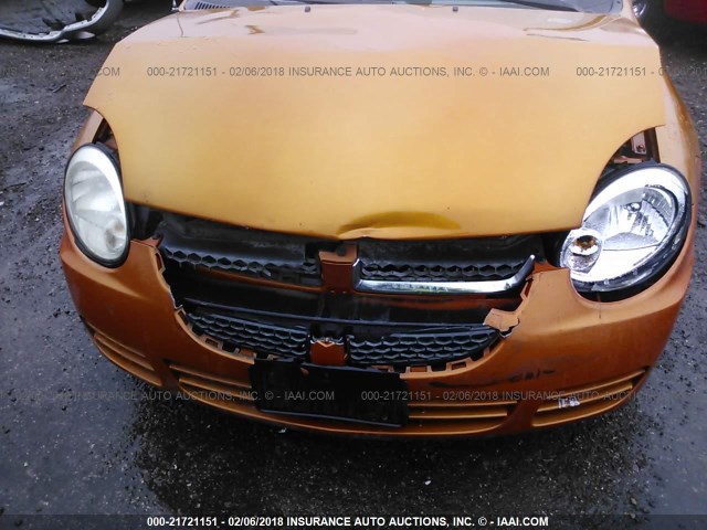 1B3ES56CX5D242097 - 2005 DODGE NEON SXT ORANGE photo 6