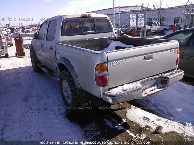 5TEHN72N14Z443818 - 2004 TOYOTA TACOMA DOUBLE CAB SILVER photo 3