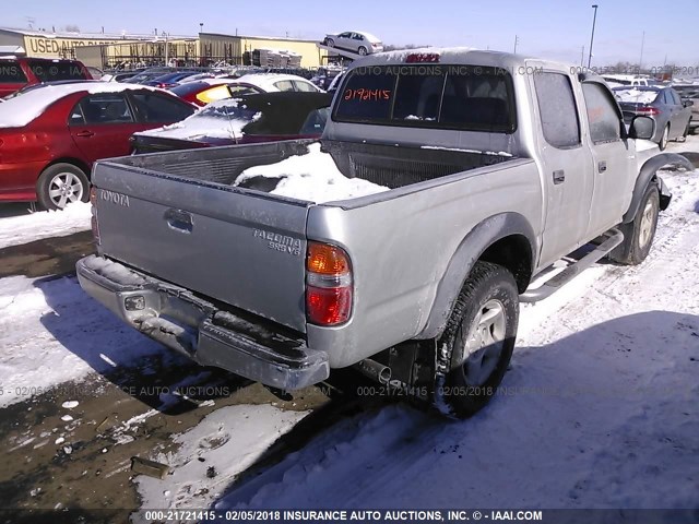 5TEHN72N14Z443818 - 2004 TOYOTA TACOMA DOUBLE CAB SILVER photo 4