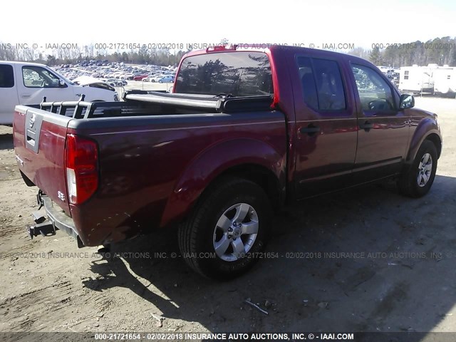 1N6AD0ER1AC412697 - 2010 NISSAN FRONTIER CREW CAB SE/LE/NISMO BURGUNDY photo 4