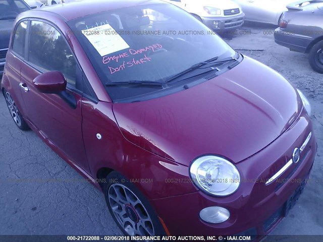 3C3CFFBR6DT536622 - 2013 FIAT 500 SPORT RED photo 1