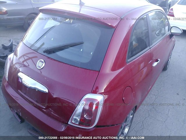 3C3CFFBR6DT536622 - 2013 FIAT 500 SPORT RED photo 4