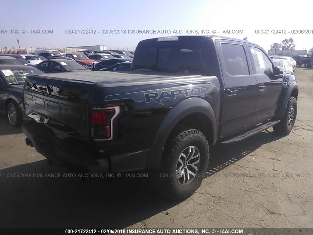 1FTFW1RG1HFB84727 - 2017 FORD F150 RAPTOR BLACK photo 4