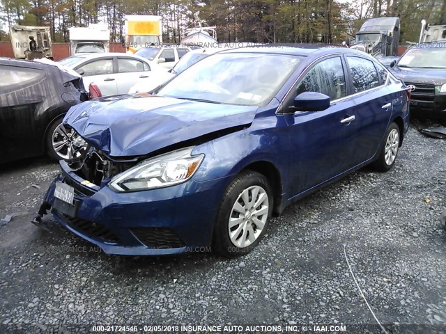 3N1AB7AP5GY264742 - 2016 NISSAN SENTRA S/SV/SR/SL BLUE photo 2