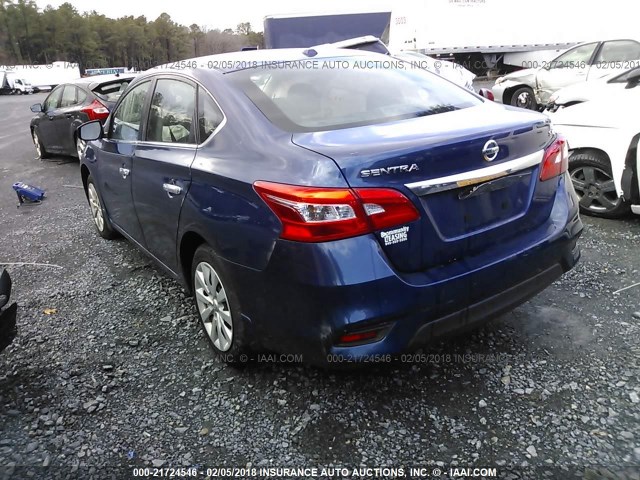 3N1AB7AP5GY264742 - 2016 NISSAN SENTRA S/SV/SR/SL BLUE photo 3