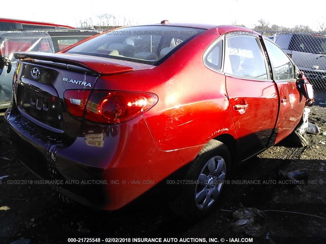 KMHDU46DX8U300281 - 2008 HYUNDAI ELANTRA GLS/SE/LIMITED RED photo 4