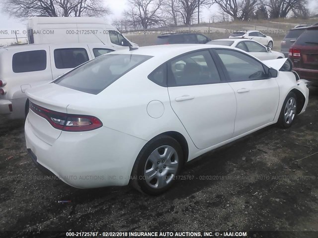 1C3CDFAA2FD159894 - 2015 DODGE DART SE WHITE photo 4