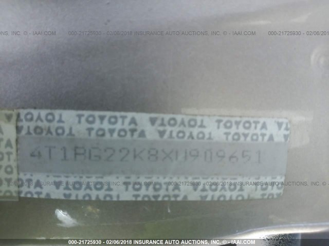 4T1BG22K8XU909651 - 1999 TOYOTA CAMRY CE/LE/XLE 棕色 照片 9