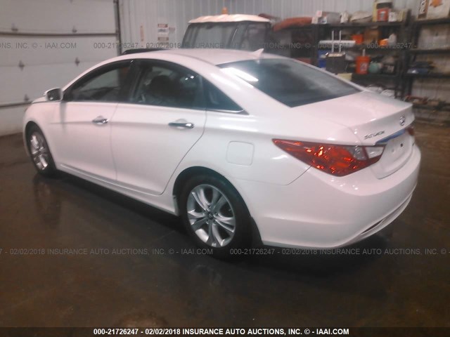 5NPEC4AC0BH033633 - 2011 HYUNDAI SONATA SE/LIMITED WHITE photo 3