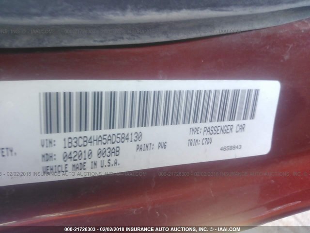 1B3CB4HA5AD584130 - 2010 DODGE CALIBER SXT ORANGE photo 9