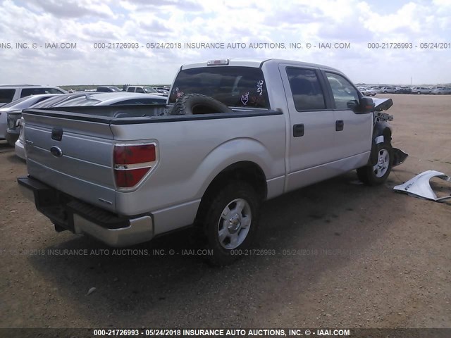 1FTFW1CF4DFC88297 - 2013 FORD F150 SUPERCREW SILVER photo 4