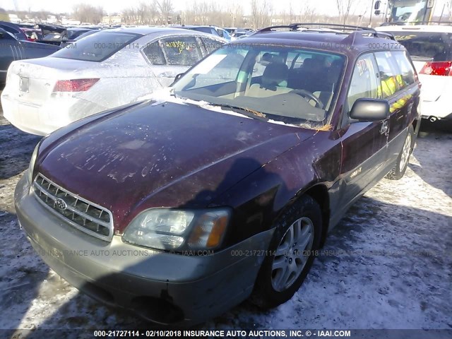 4S3BH665917628364 - 2001 SUBARU LEGACY OUTBACK RED photo 2