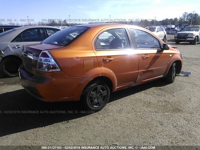 KL1TD56667B074314 - 2007 CHEVROLET AVEO LS ORANGE photo 4