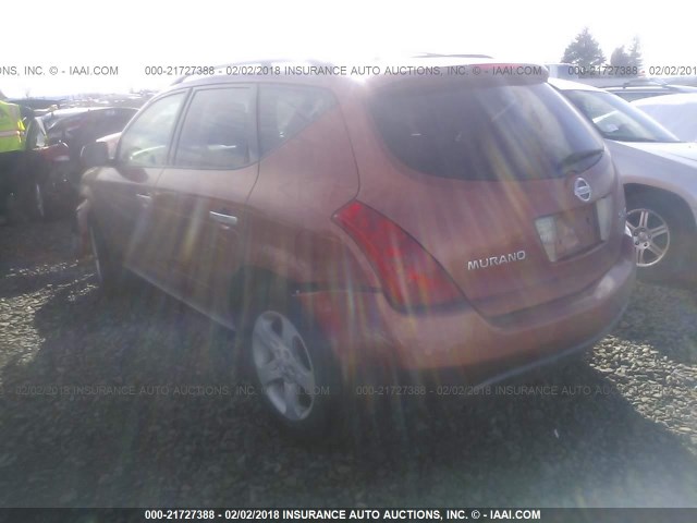 JN8AZ08W15W400743 - 2005 NISSAN MURANO SL/SE/S ORANGE photo 3