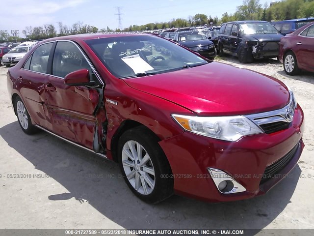 4T1BD1FK0CU032130 - 2012 TOYOTA CAMRY HYBRID/LE/XLE RED photo 1
