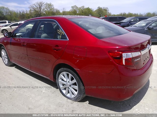 4T1BD1FK0CU032130 - 2012 TOYOTA CAMRY HYBRID/LE/XLE 红色 照片 3