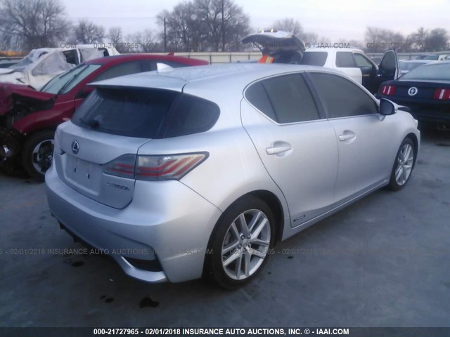 JTHKD5BH3E2179805 - 2014 LEXUS CT 200 SILVER photo 4