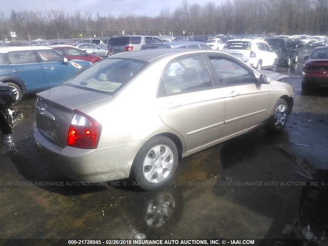 KNAFE122445010195 - 2004 KIA NEW SPECTRA LX/EX BEIGE photo 4