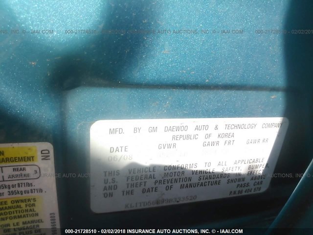 KL1TD56E99B333520 - 2009 CHEVROLET AVEO LS/LT 蓝色 照片 9