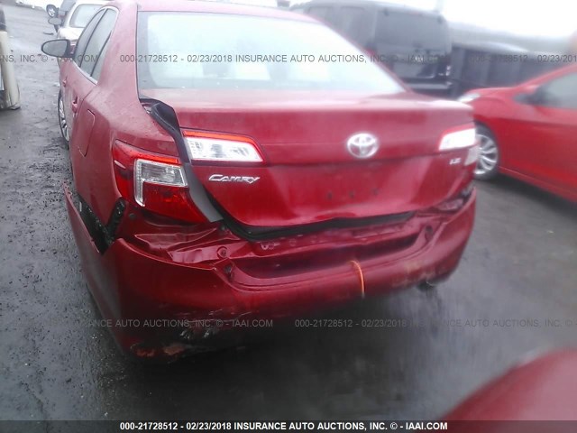 4T1BF1FK9CU520647 - 2012 TOYOTA CAMRY SE/LE/XLE 红色 照片 6
