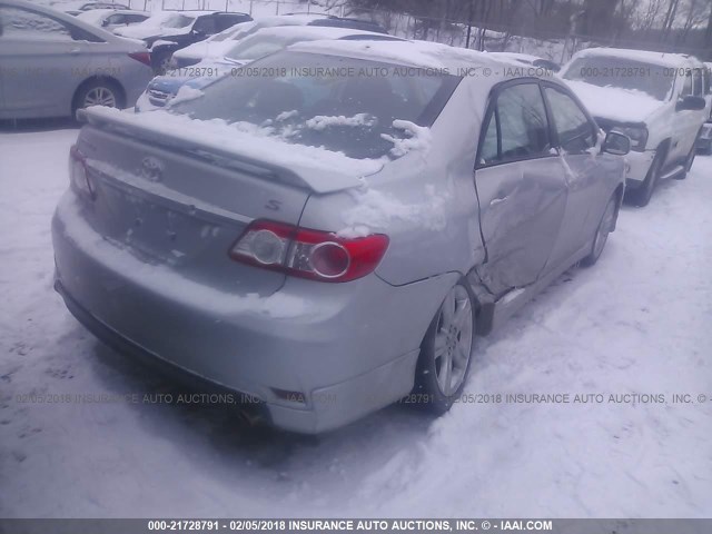 2T1BU4EE9DC103597 - 2013 TOYOTA COROLLA S/LE SILVER photo 4