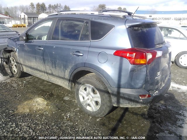 2T3BFREV3DW105973 - 2013 TOYOTA RAV4 LE BLUE photo 3