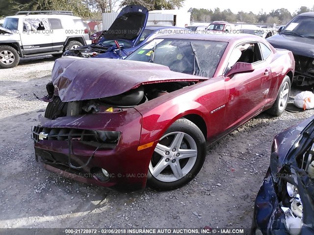 2G1FB1EDXB9132609 - 2011 CHEVROLET CAMARO LT MAROON photo 2