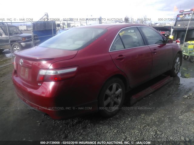 4T1BE46K37U106645 - 2007 TOYOTA CAMRY NEW GENERAT CE/LE/XLE/SE RED photo 4