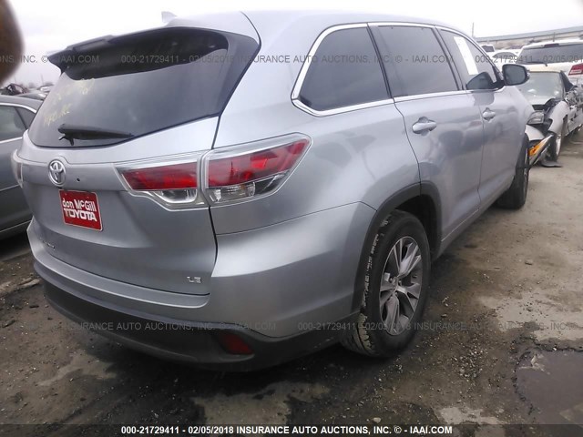 5TDZKRFH5ES021868 - 2014 TOYOTA HIGHLANDER LE/LE PLUS GRAY photo 4