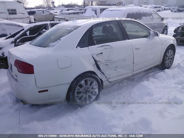 WAUDF78E18A137847 - 2008 AUDI A4 2.0T QUATTRO WHITE photo 4