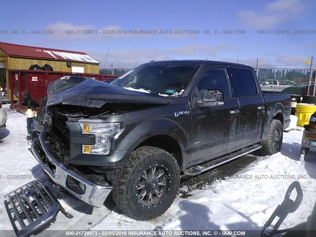 1FTEW1EP6FFB88450 - 2015 FORD F150 SUPERCREW GRAY photo 2