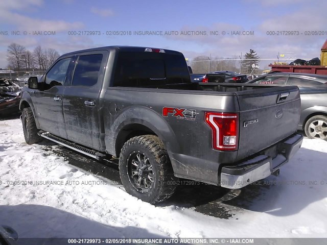 1FTEW1EP6FFB88450 - 2015 FORD F150 SUPERCREW GRAY photo 3