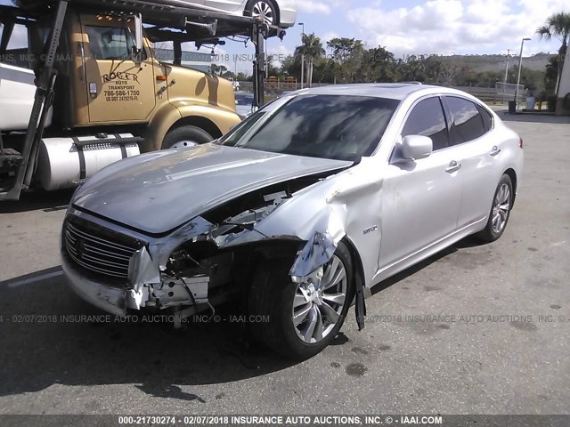 JN1EY1AP0DM650075 - 2013 INFINITI M35H SILVER photo 2