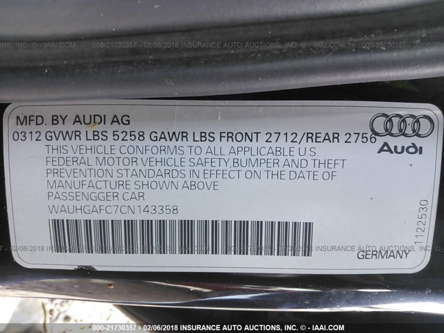 WAUHGAFC7CN143358 - 2012 AUDI A6 PRESTIGE Qara foto 9