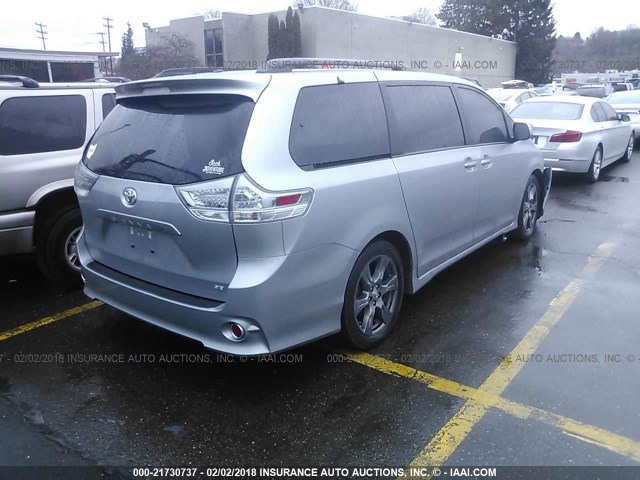 5TDXZ3DCXHS778258 - 2017 TOYOTA SIENNA SE SILVER photo 4