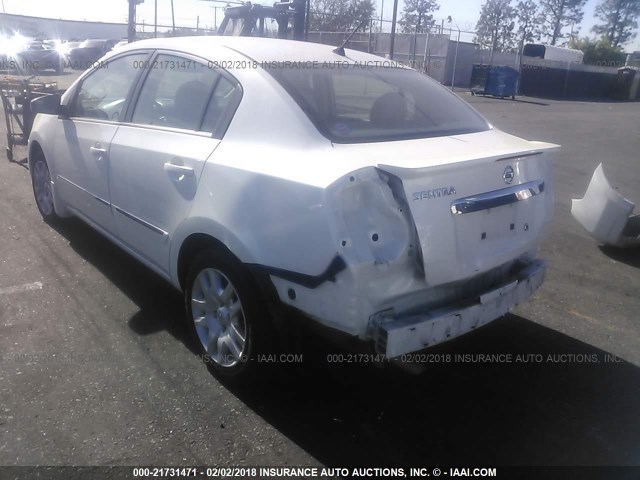 3N1AB6AP0CL673927 - 2012 NISSAN SENTRA 2.0/2.0S/SR/2.0SL WHITE photo 3