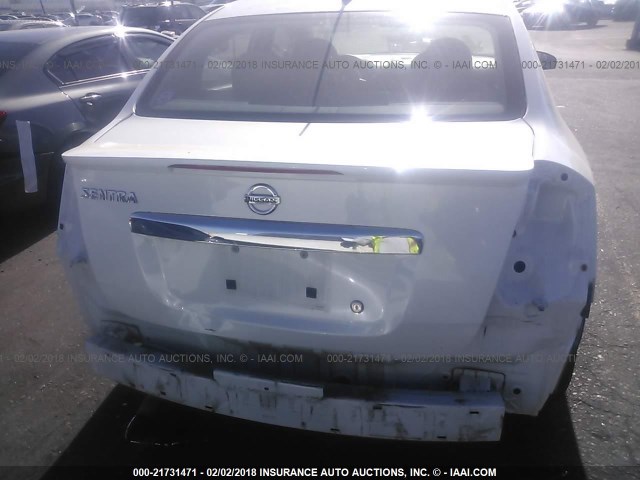 3N1AB6AP0CL673927 - 2012 NISSAN SENTRA 2.0/2.0S/SR/2.0SL WHITE photo 6