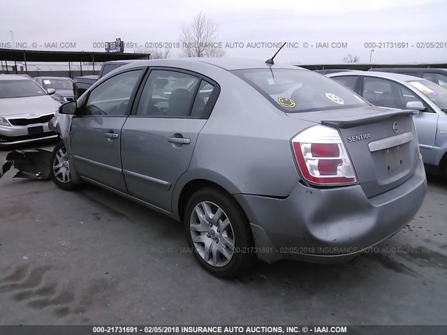 3N1AB6AP8CL663906 - 2012 NISSAN SENTRA 2.0/2.0S/SR/2.0SL SILVER photo 3