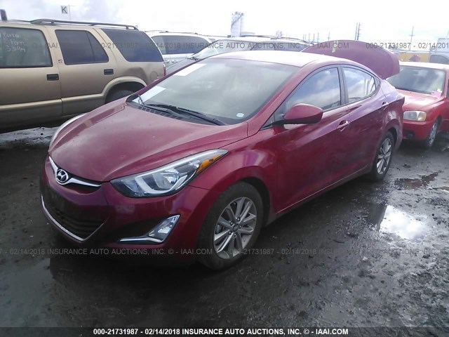 KMHDH4AE1GU542329 - 2016 HYUNDAI ELANTRA SE/SPORT/LIMITED RED photo 2