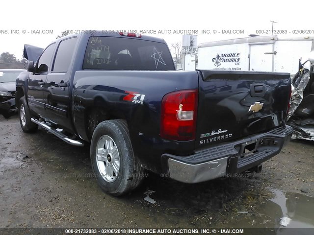 3GCRKSE37AG151074 - 2010 CHEVROLET SILVERADO K1500 LT Dark Blue photo 3