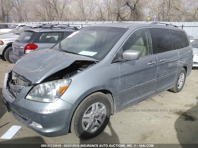 5FNRL38827B009367 - 2007 HONDA ODYSSEY TOURING Light Blue photo 2