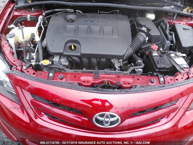 5YFBU4EE8DP193423 - 2013 TOYOTA COROLLA S/LE RED photo 10