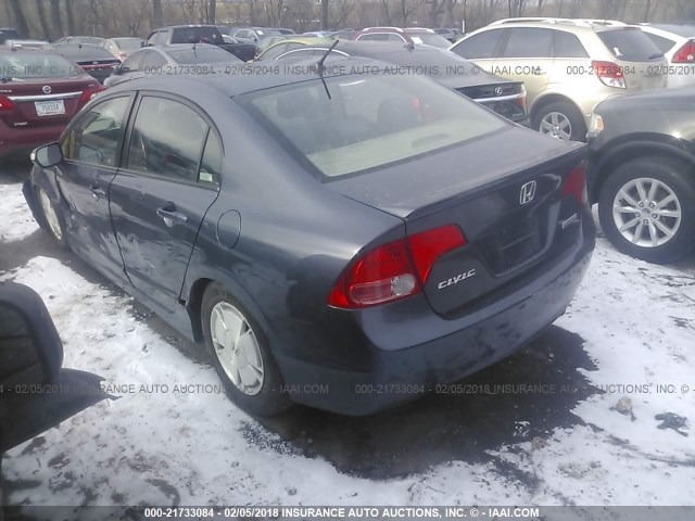 JHMFA36257S005256 - 2007 HONDA CIVIC HYBRID BLUE photo 3