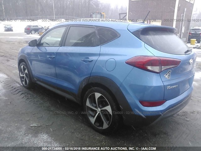 KM8J3CA20GU053776 - 2016 HYUNDAI TUCSON LIMITED/SPORT AND ECO/SE BLUE photo 3