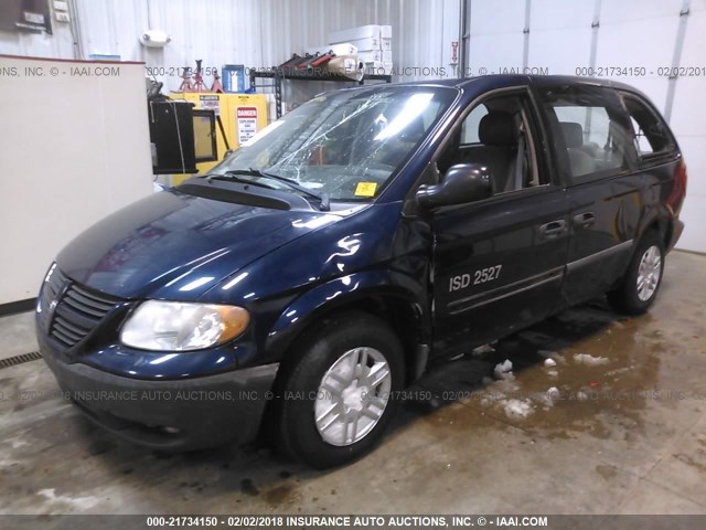 1D8GP25E26B698247 - 2006 DODGE CARAVAN SE BLUE photo 2