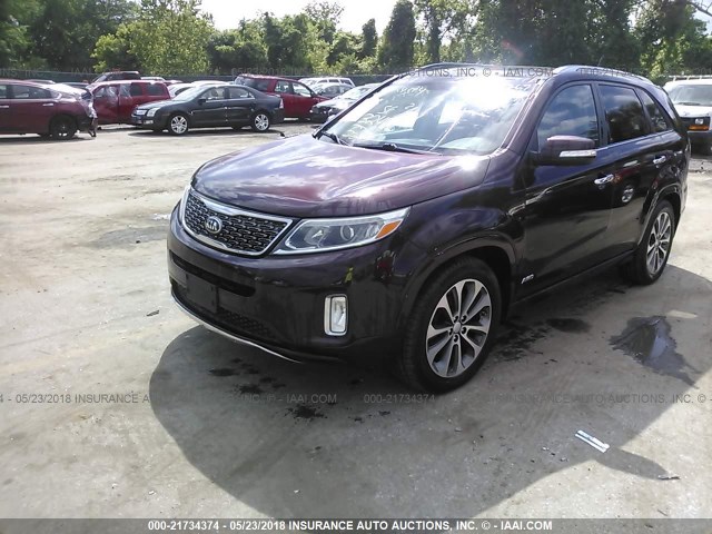 5XYKWDA75EG494495 - 2014 KIA SORENTO SX/SX LIMITED BURGUNDY photo 2