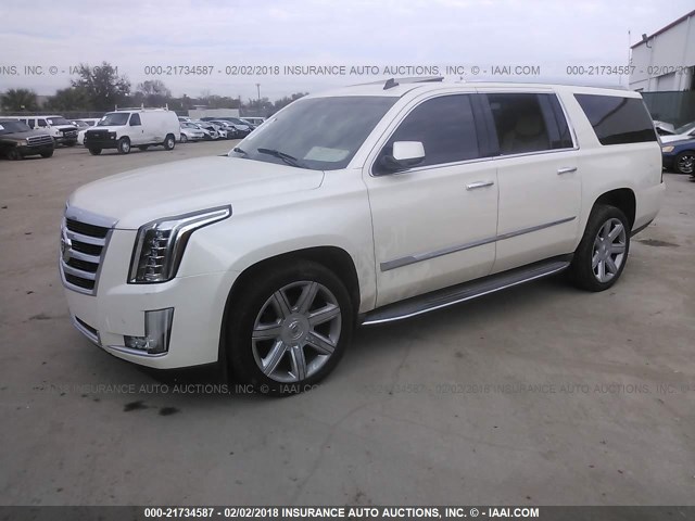 1GYS3HKJ2FR298716 - 2015 CADILLAC ESCALADE ESV LUXURY WHITE photo 2