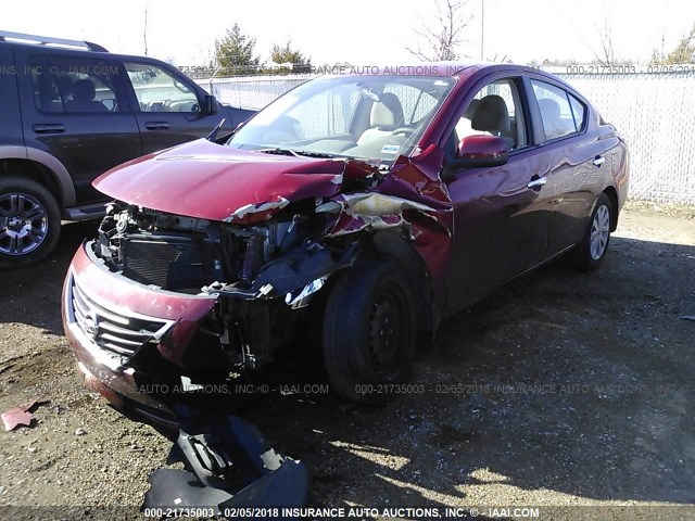 3N1CN7AP5CL863065 - 2012 NISSAN VERSA S/SV/SL RED photo 2