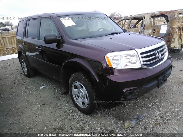 5FNYF4H22EB044380 - 2014 HONDA PILOT LX MAROON photo 1